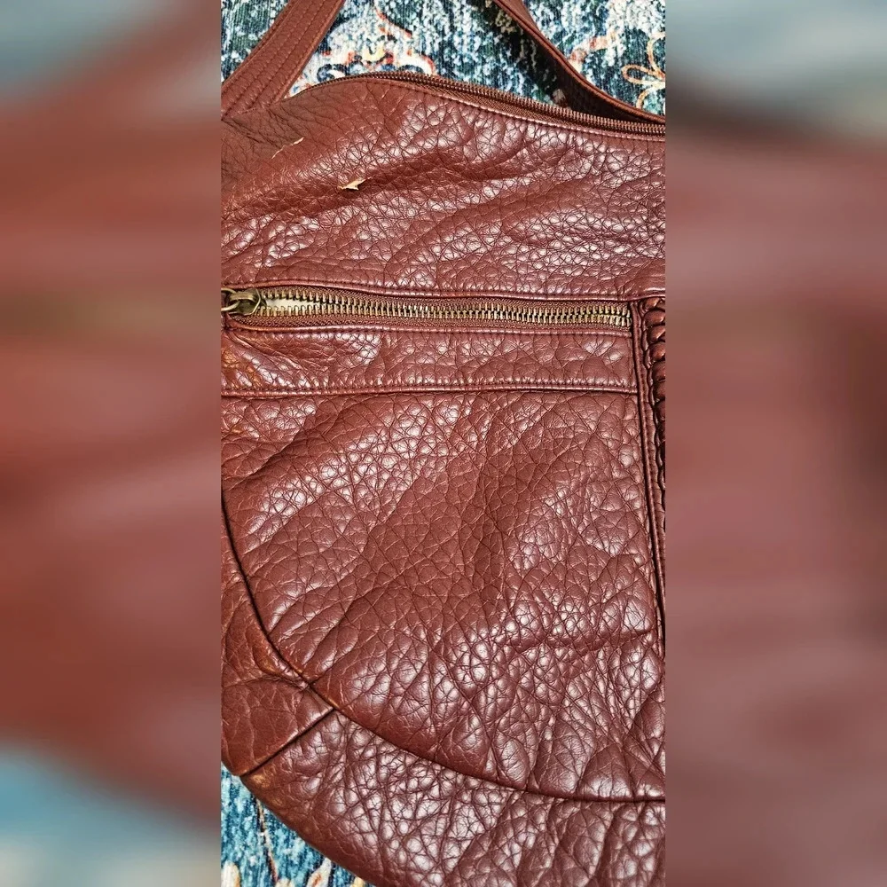 Vintage Hobo Leather Burgundy Bag Purse